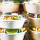 Stacked meal prep bowls