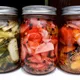 Jars of pickled vegetables